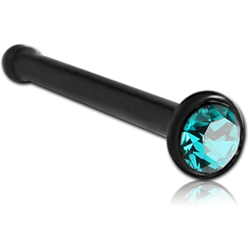 BLACK PVD COATED SURGICAL STEEL GRADE 316L VALUE JEWELED NOSE BONE WITH SET STONE