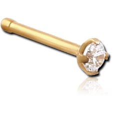 GOLD PVD COATED SURGICAL STEEL GRADE 316L PRONG SET 2MM JEWELED NOSE BONE