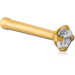 GOLD PVD COATED SURGICAL STEEL GRADE 316L PRONG SET 2.5MM JEWELED NOSE BONE