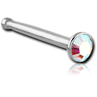 SURGICAL STEEL GRADE 316L OPTIMA CRYSTAL JEWELED NOSE BONE WITH STONE BONDING