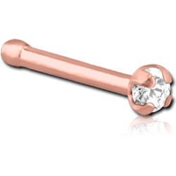 ROSE GOLD PVD COATED SURGICAL STEEL GRADE 316L PRONG SET 1.5MM JEWELED NOSE BONE