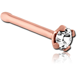 ROSE GOLD PVD COATED SURGICAL STEEL GRADE 316L PRONG SET 2MM JEWELED NOSE BONE