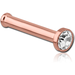 ROSE GOLD PVD COATED TITANIUM ALLOY PREMIUM CRYSTAL JEWELED NOSE BONE WITH SET STONE