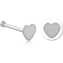 STERLING SILVER 925 RHODIUM COATED HEART NOSE BONE