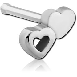 SURGICAL STEEL GRADE 316L NOSE BONE-DOUBLE HEARTS