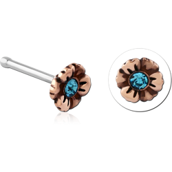 SURGICAL STEEL GRADE 316L BONE JEWELED NOSE STUD-FLOWER