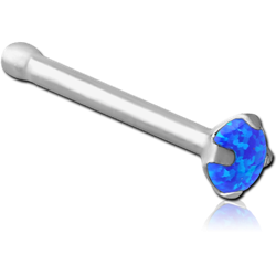 SURGICAL STEEL GRADE 316L PRONG SET 3 MM JEWELED NOSE BONE WITH SYNTHETIC OPAL
