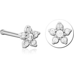 SURGICAL STEEL GRADE 316L JEWELED NOSE BONE - FLOWER