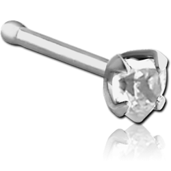 SURGICAL STEEL GRADE 316L PRONG SET HEART JEWELED NOSE BONE