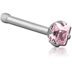 SURGICAL STEEL GRADE 316L PRONG SET SQUARE JEWELED NOSE BONE