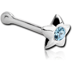 STERLING 925 SILVER JEWELED STAR NOSE BONE