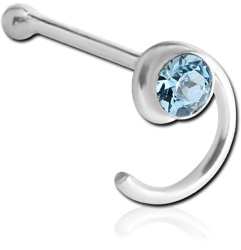 STERLING 925 SILVER JEWELED SPIRAL NOSE BONE