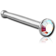 STERILE SURGICAL STEEL GRADE 316L OPTIMA CRYSTAL JEWELED NOSE BONE WITH STONE BONDING