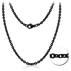 BLACK PVD COATED SURGICAL STEEL GRADE 316L BEVEL CUT CABLE CHAIN NECKLACE
