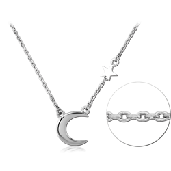 RHODIUM PLATED BASE METAL NECKLACE WITH PENDANT - MOON