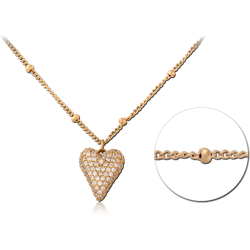 GOLD PVD 18K COATED  SURGICAL STEEL GRADE 316L JEWELED NECKLACE WITH PENDANT