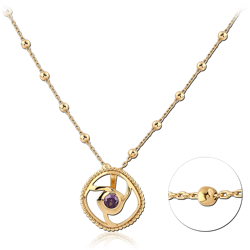 STERLING 925 SILVER GOLD PLATED 18K JEWELED NECKLACE WITH PENDANT