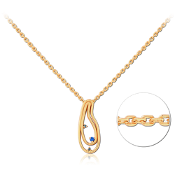 STERLING 925 SILVER GOLD PLATED 18K JEWELED NECKLACE WITH PENDANT