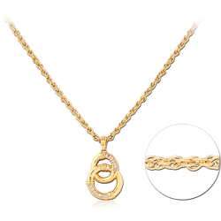 STERLING 925 SILVER GOLD PLATED 18K JEWELED NECKLACE WITH PENDANT