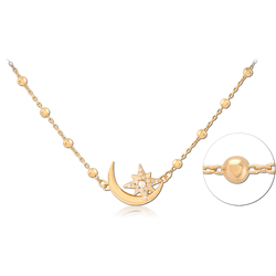 STERLING 925 SILVER GOLD PLATED 18K JEWELED NECKLACE WITH PENDANT