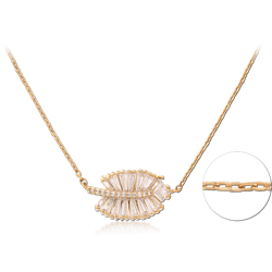 STERLING 925 SILVER GOLD PLATED 18K JEWELED NECKLACE WITH PENDANT