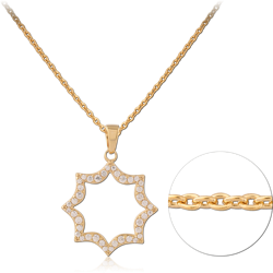 STERLING 925 SILVER GOLD PLATED 18K JEWELED NECKLACE WITH PENDANT