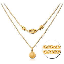 GOLD PVD COATED SURGICAL STEEL GRADE 316L NECKLACE WITH PENDANT - SHELL