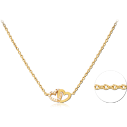 GOLD PVD COATED SURGICAL STEEL GRADE 316L JEWELED NECKLACE WITH PENDANT