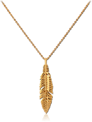 GOLD PVD COATED STERLING 925 SILVER NECKLACE WITH PENDANT - FEATHER