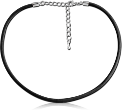 IMITATION LEATHER NECKLACE WITH STAINLESS STEEL GRADE 304 LOCKER AND EXTENSION CHAIN