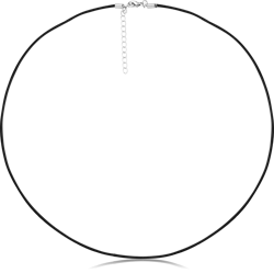 IMITATION LEATHER NECKLACE WITH STAINLESS STEEL GRADE 304 LOCKER AND EXTENSION CHAIN