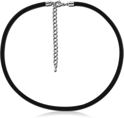 IMITATION LEATHER NECKLACE WITH STAINLESS STEEL GRADE 304 LOCKER AND EXTENSION CHAIN