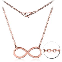 ROSE GOLD PVD COATED SURGICAL STEEL GRADE 316L NECKLACE WITH PENDANT - INFINITY
