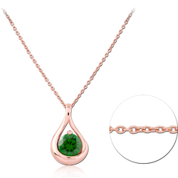 STERLING 925 SILVER ROSE GOLD PLATED JEWELED NECKLACE WITH PENDANT