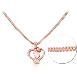 STERLING 925 SILVER ROSE GOLD PLATED JEWELED NECKLACE WITH PENDANT