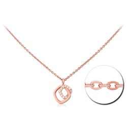 STERLING 925 SILVER ROSE GOLD PLATED JEWELED NECKLACE WITH PENDANT SPECIAL NEW DESIGN