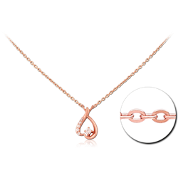 STERLING 925 SILVER ROSE GOLD PLATED JEWELED NECKLACE WITH PENDANT SPECIAL NEW DESIGN