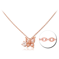 STERLING 925 SILVER ROSE GOLD PLATED JEWELED NECKLACE WITH PENDANT SPECIAL NEW DESIGN