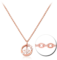 STERLING 925 SILVER ROSE GOLD PLATED JEWELED NECKLACE WITH PENDANT SPECIAL NEW DESIGN