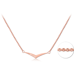 STERLING 925 SILVER ROSE GOLD PLATED JEWELED NECKLACE WITH PENDANT