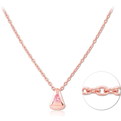 STERLING 925 SILVER ROSE GOLD PLATED JEWELED NECKLACE WITH PENDANT