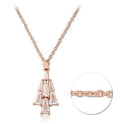 STERLING 925 SILVER ROSE GOLD PLATED JEWELED NECKLACE WITH PENDANT