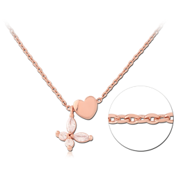STERLING 925 SILVER ROSE GOLD PLATED JEWELED NECKLACE WITH PENDANT