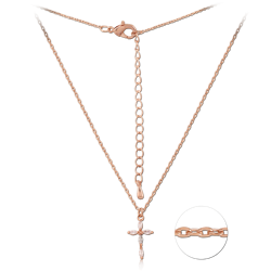 STERLING 925 SILVER ROSE GOLD PLATED JEWELED NECKLACE WITH PENDANT SPECIAL NEW DESIGN