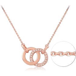 STERLING 925 SILVER ROSE GOLD PLATED JEWELED NECKLACE WITH PENDANT