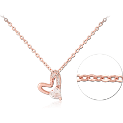 STERLING 925 SILVER ROSE GOLD PLATED JEWELED NECKLACE WITH PENDANT