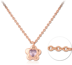 STERLING 925 SILVER ROSE GOLD PLATED JEWELED NECKLACE