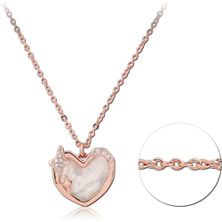 STERLING 925 SILVER ROSE GOLD PLATED JEWELED NECKLACE WITH PENDANT