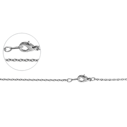 NICKEL FREE RHODIUM PLATED BASE METAL FLAT CABLE CHAIN NECKLACE WITH LOBSTER LOCK