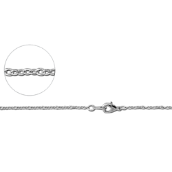 RHODIUM PLATED BASE METAL CABLE CHAIN NECKLACE WITH LOBSTER LOCK